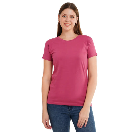Womens's Half Sleeve T-Shirt Solid Plain | Pure Cotton |Slim Fit