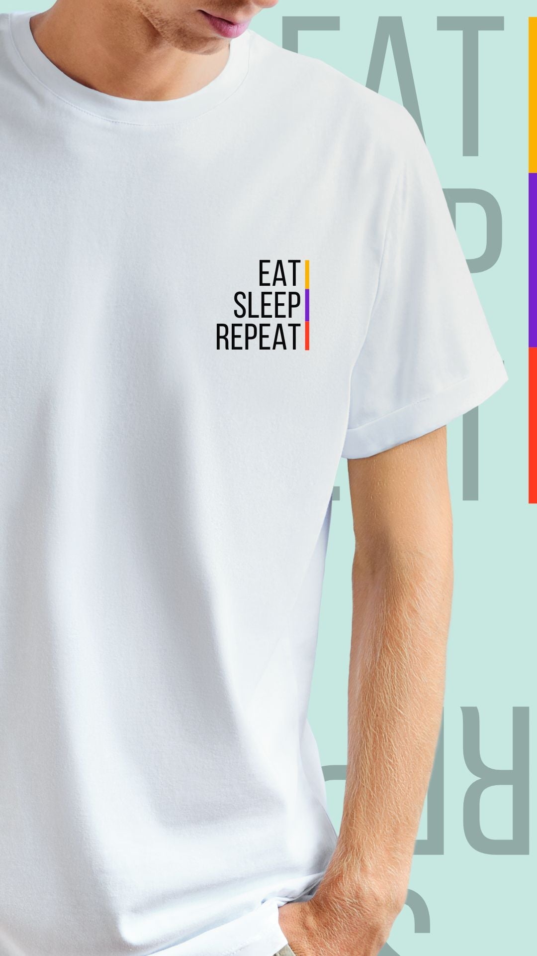 Typographic T-shirt for men Chest print EAT SLEEP REPEAT
