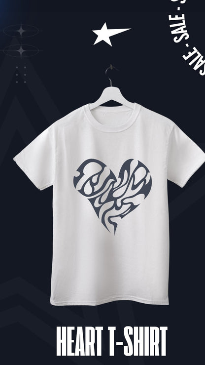 White printed tshirt with heart on it