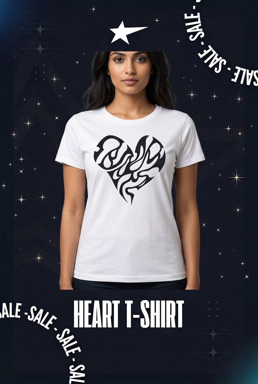 Heart T-shirt Printed for Unisex
