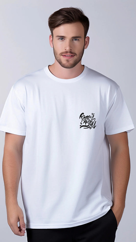 White Boom Baas chest print tshirt