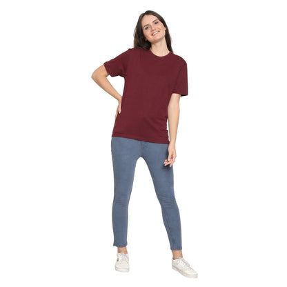 Womens's Half Sleeve T-Shirt Solid Plain | Pure Cotton | Regular Fit