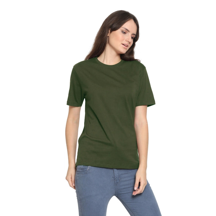 Womens's Half Sleeve T-Shirt Solid Plain | Pure Cotton | Regular Fit