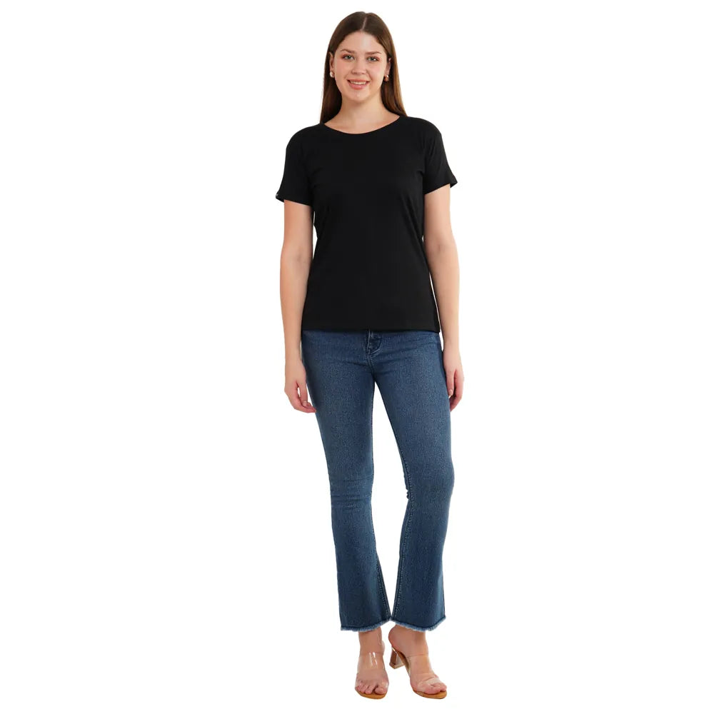 Womens's Half Sleeve T-Shirt Solid Plain | Pure Cotton |Slim Fit