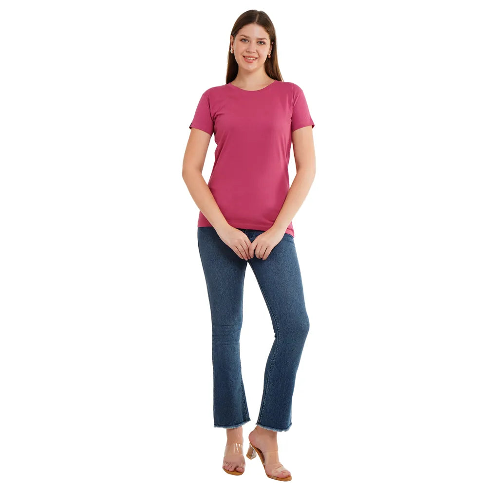 Womens's Half Sleeve T-Shirt Solid Plain | Pure Cotton |Slim Fit