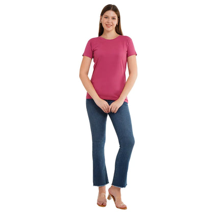 Womens's Half Sleeve T-Shirt Solid Plain | Pure Cotton |Slim Fit