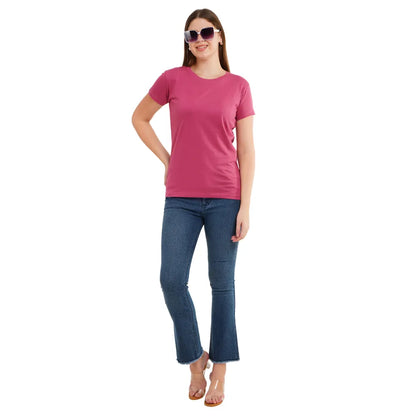 Womens's Half Sleeve T-Shirt Solid Plain | Pure Cotton |Slim Fit