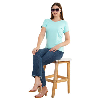 Womens's Half Sleeve T-Shirt Solid Plain | Pure Cotton |Slim Fit