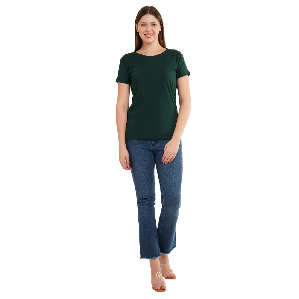 Womens's Half Sleeve T-Shirt Solid Plain | Pure Cotton |Slim Fit