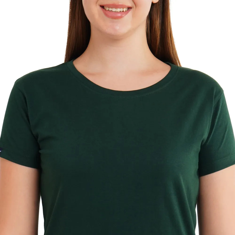 Womens's Half Sleeve T-Shirt Solid Plain | Pure Cotton |Slim Fit