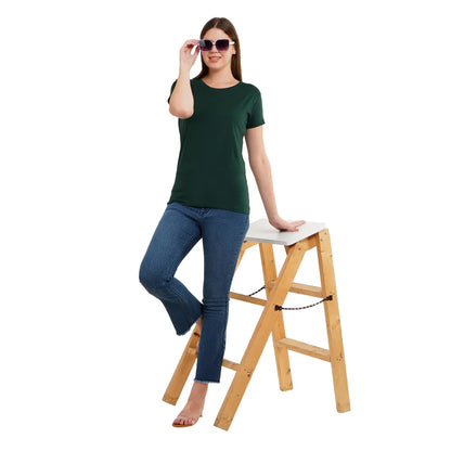 Womens's Half Sleeve T-Shirt Solid Plain | Pure Cotton |Slim Fit