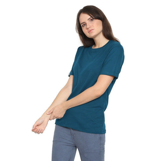 Womens's Half Sleeve T-Shirt Solid Plain | Pure Cotton | Regular Fit