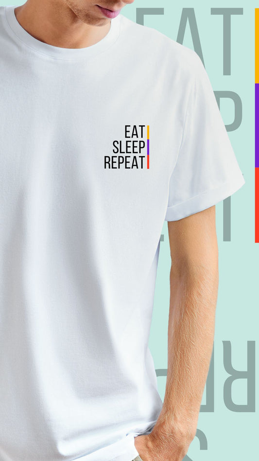 Typographic T-shirt for men Chest print EAT SLEEP REPEAT